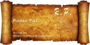 Radda Pál névjegykártya